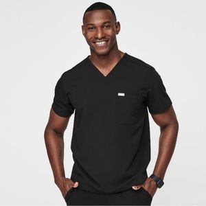 Figs Men's Black V-Neck Short Sleeve Tee